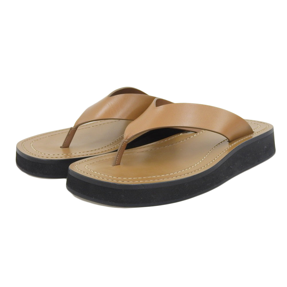 GINZA HONG Thong Sandals Women's Leather Caramel Brown 36 F1159-L52-CAR Shoes 36 Women's