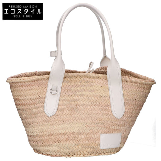 J&M Davidson BASKET M Raffia/Leather Basket Tote Bag