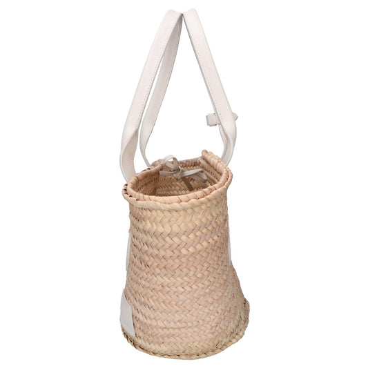 J&M Davidson BASKET M Raffia/Leather Basket Tote Bag
