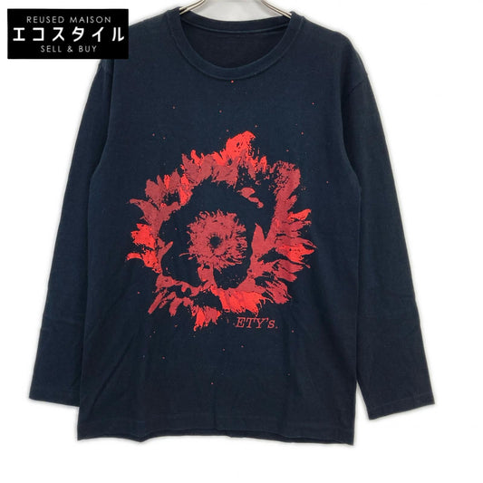 ﾌﾞﾗｯｸ×ﾚｯﾄﾞ ｺｯﾄﾝ ﾌﾛﾝﾄﾌﾟﾘﾝﾄ ﾛﾝｸﾞｽﾘｰﾌﾞｶｯﾄｿｰ トップス 3 メンズ