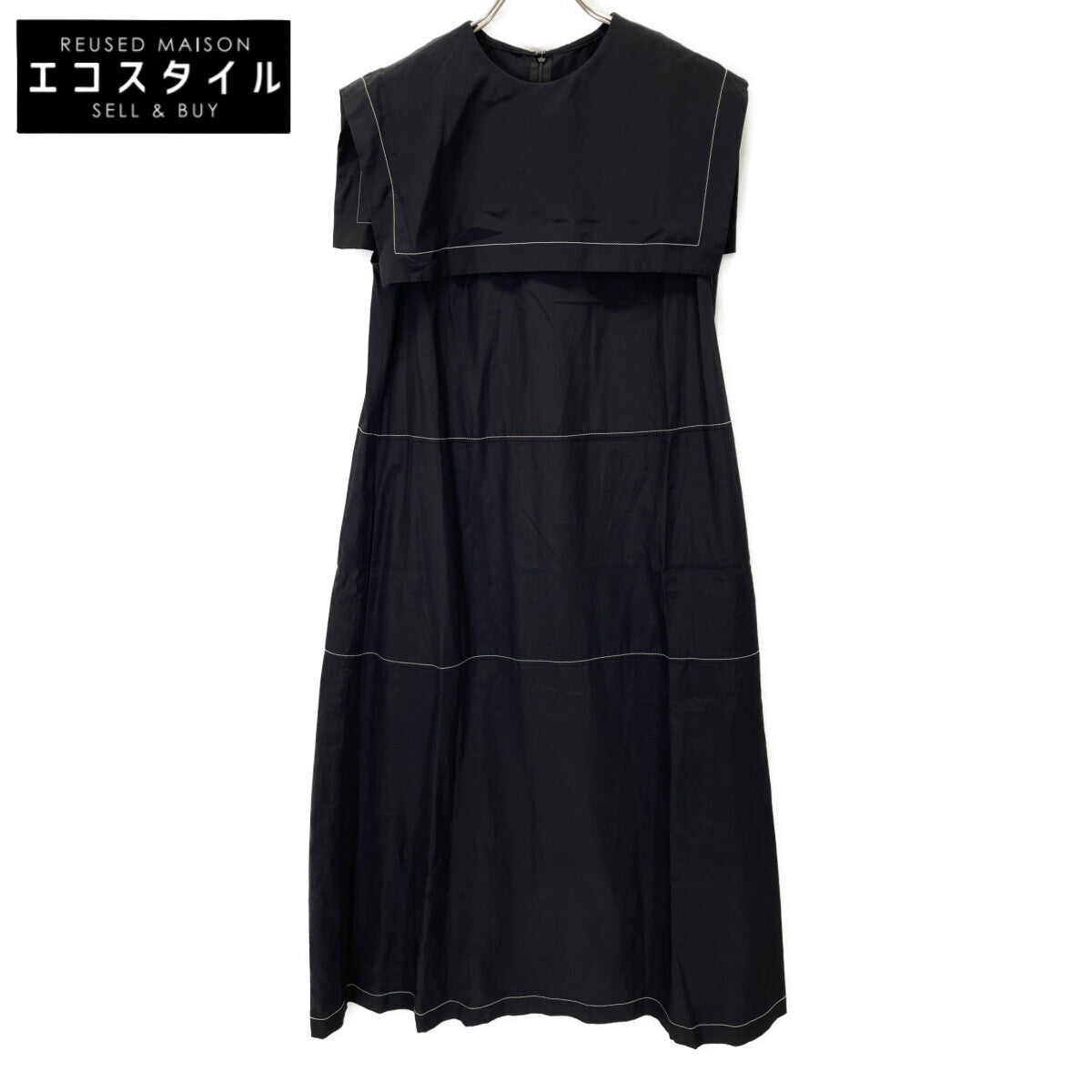 LE PHIL LE PHIL 534-1140500 Black Rustic Lawn Sailor Collar Dress Dress 1 Ladies
