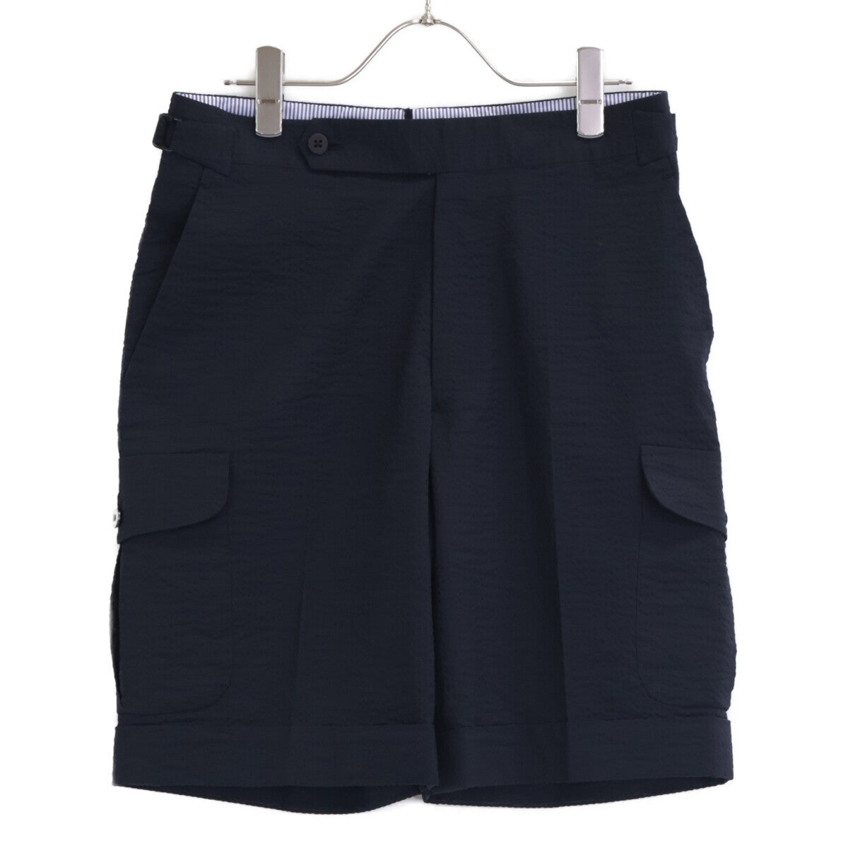 IGARASHI TROUSERS 五十岚西裤 海军蓝泡泡纱面料 侧边调节扣 工装短裤 下装