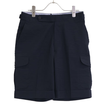 IGARASHI TROUSERS 五十岚西裤 海军蓝泡泡纱面料 侧边调节扣 工装短裤 下装