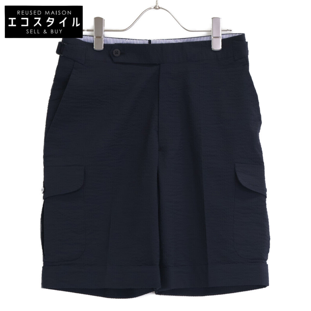 IGARASHI TROUSERS 五十岚西裤 海军蓝泡泡纱面料 侧边调节扣 工装短裤 下装