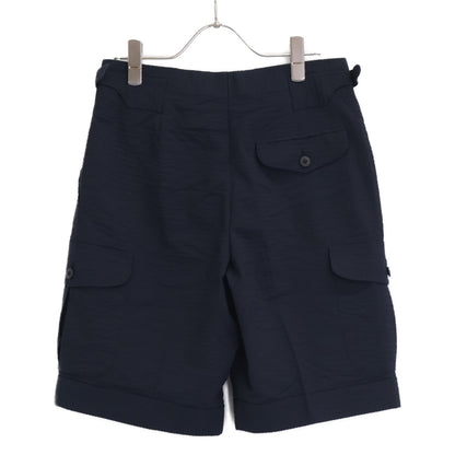 IGARASHI TROUSERS 五十岚西裤 海军蓝泡泡纱面料 侧边调节扣 工装短裤 下装
