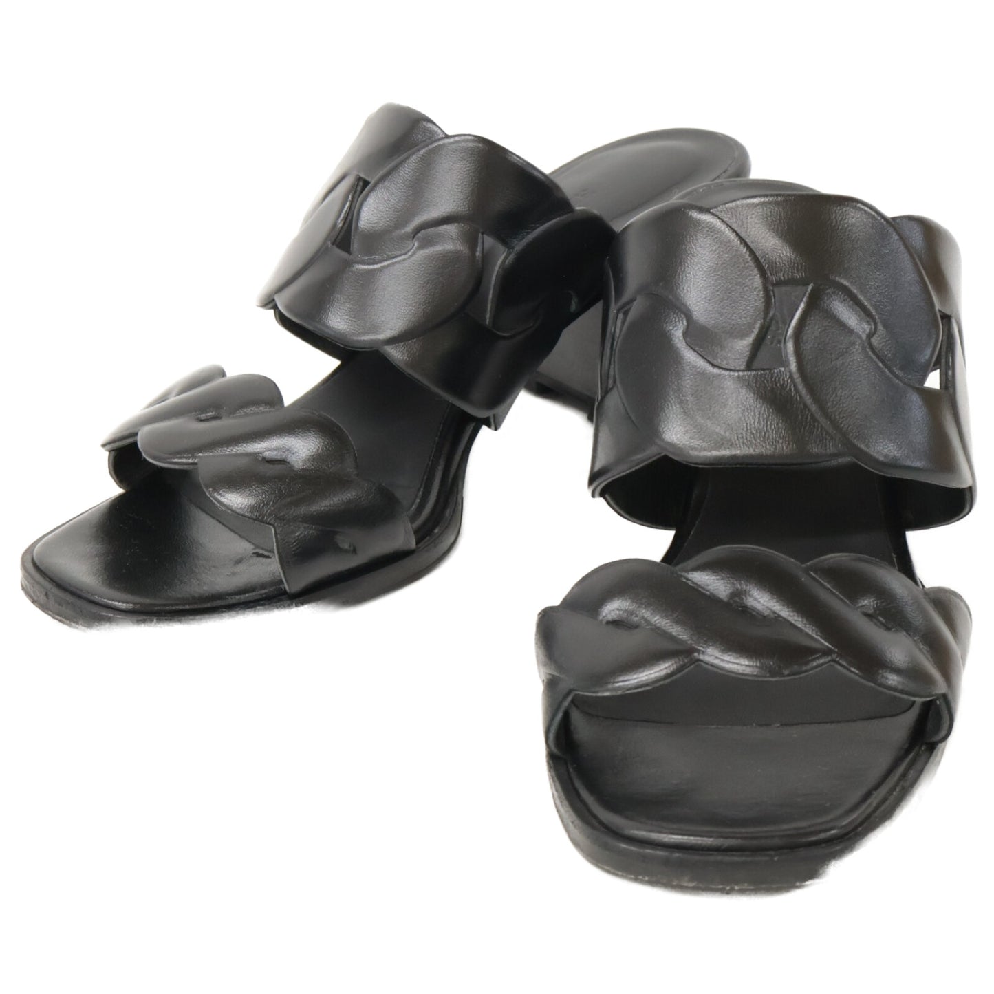 HERMES Hermes [Beautiful] Gaby 60 Gaby 60 Chaine Gourmette Chaine Torsade Chunky Heel Shoes