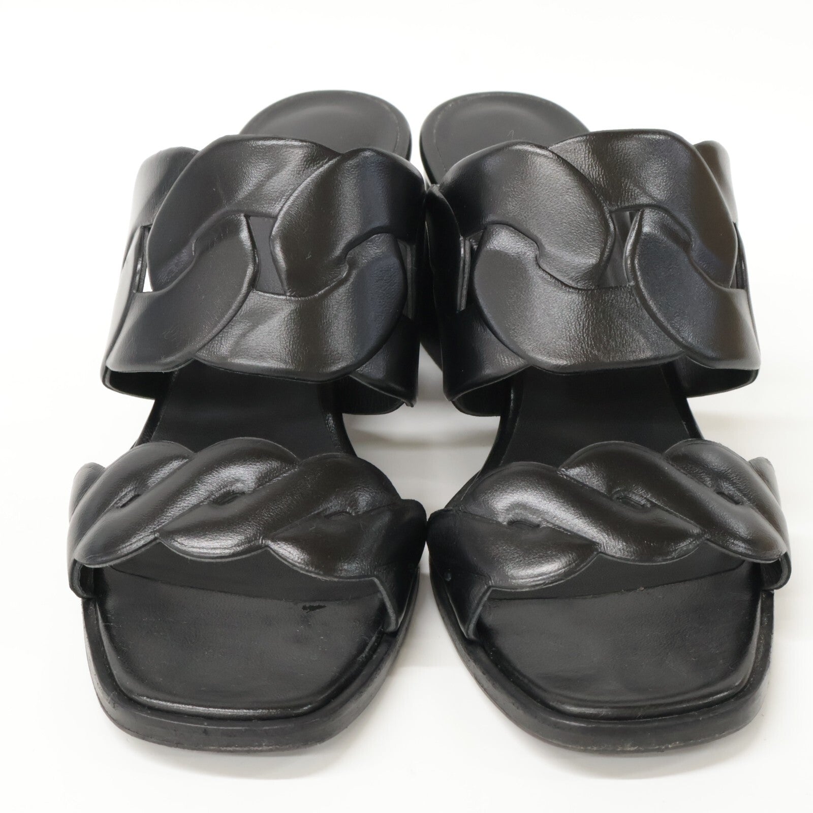 HERMES Hermes [Beautiful] Gaby 60 Gaby 60 Chaine Gourmette Chaine Torsade Chunky Heel Shoes