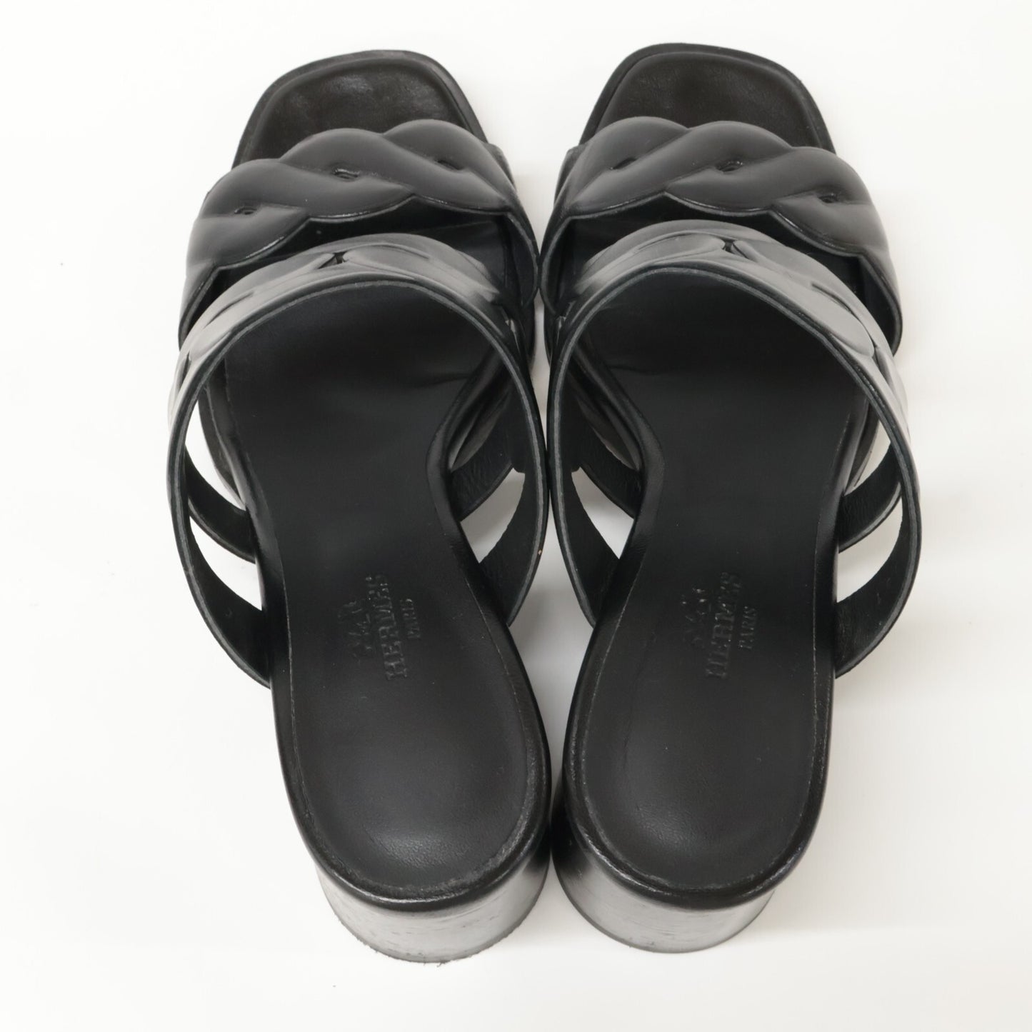 HERMES Hermes [Beautiful] Gaby 60 Gaby 60 Chaine Gourmette Chaine Torsade Chunky Heel Shoes