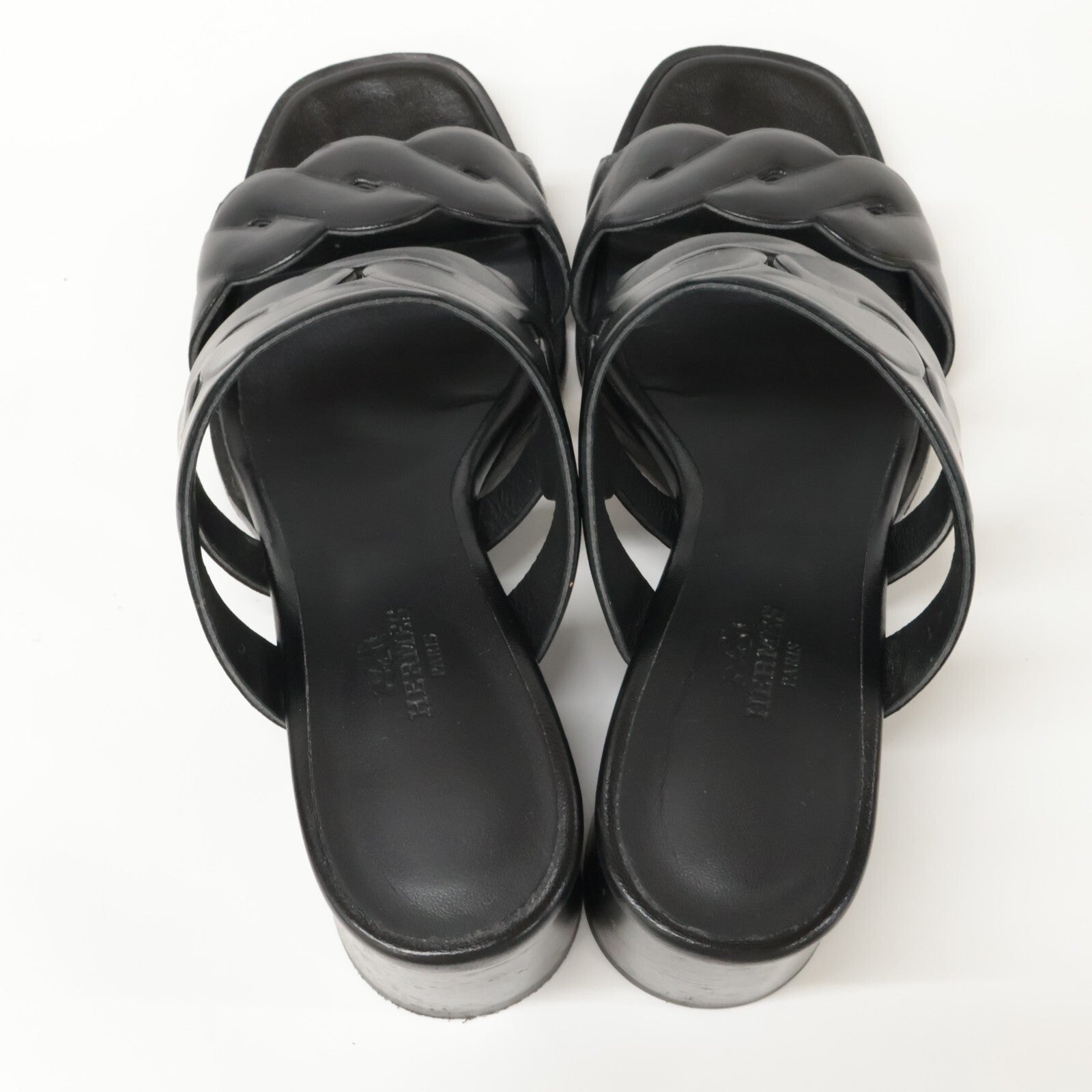 HERMES Hermes [Beautiful] Gaby 60 Gaby 60 Chaine Gourmette Chaine Torsade Chunky Heel Shoes