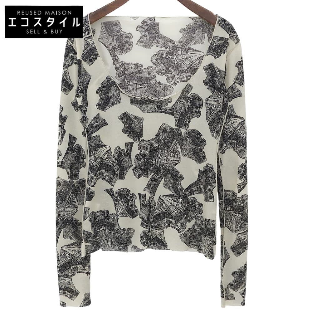 美品 Lace Print Mesh Tops 上衣 女款 灰色 黑色 36 24SS 上衣 36 女款