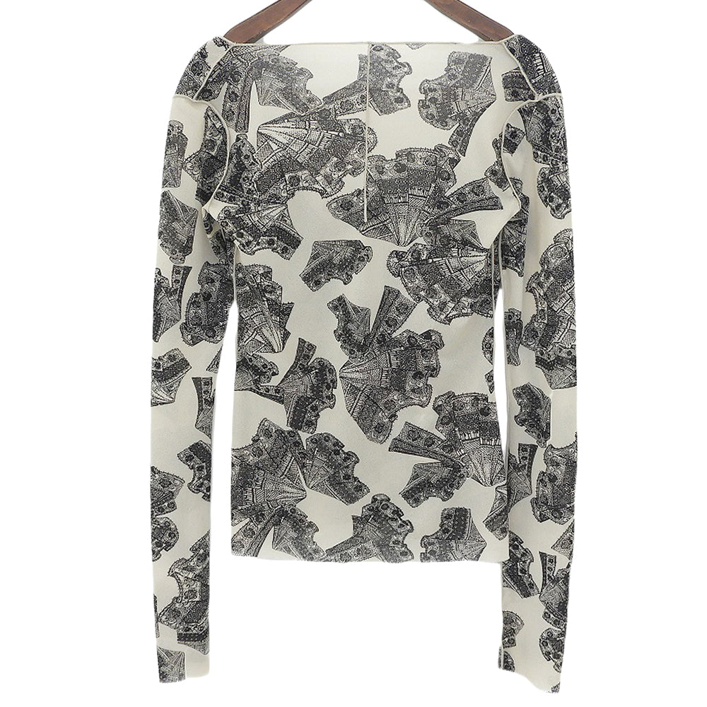 美品 Lace Print Mesh Tops 上衣 女款 灰色 黑色 36 24SS 上衣 36 女款