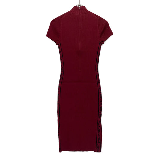 MICHAEL KORS Rayon x Nylon Side Logo Tape Short Sleeve Rib Knit Dress Dress S Ladies