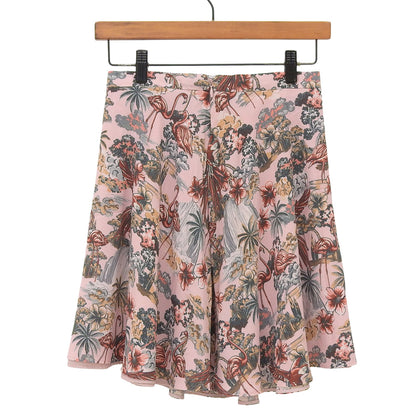 All-over Flamingo Print Short Flare Skirt Pink Women's 36 Domestic Authentic MG807 1MQ9 Skirt 36 Women's