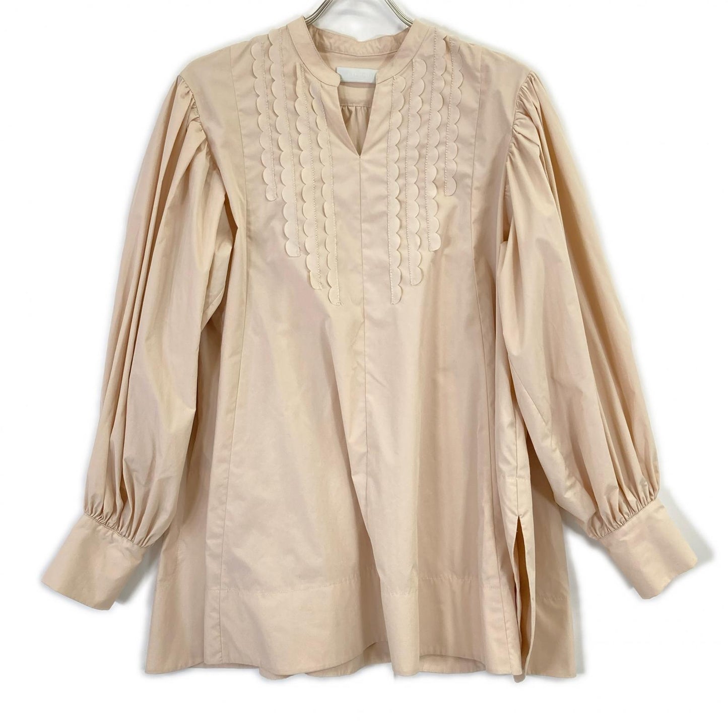 CELFORD Light Pink Scalloped Volume Tunic Top ONE