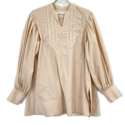 CELFORD Light Pink Scalloped Volume Tunic Top ONE