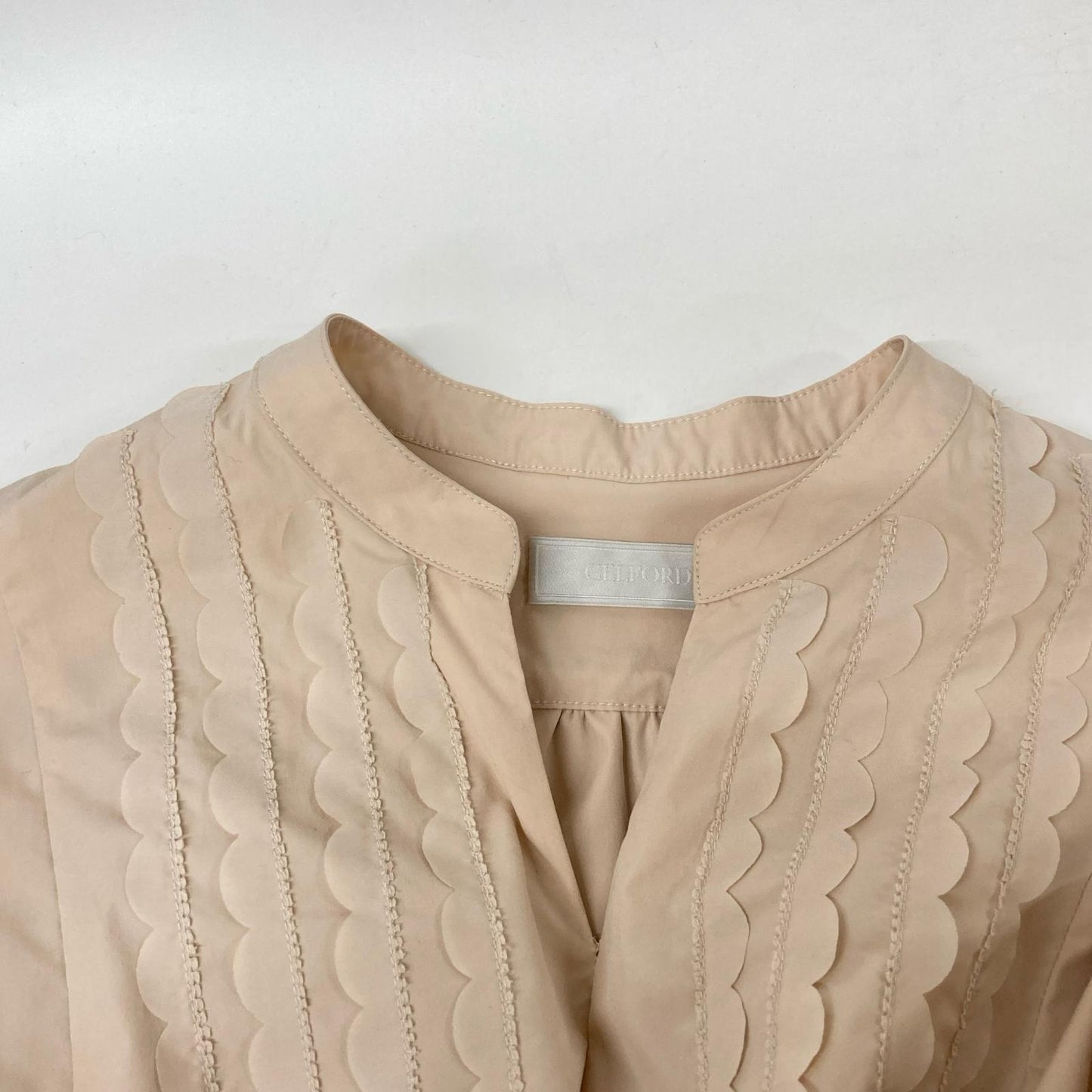 CELFORD Light Pink Scalloped Volume Tunic Top ONE