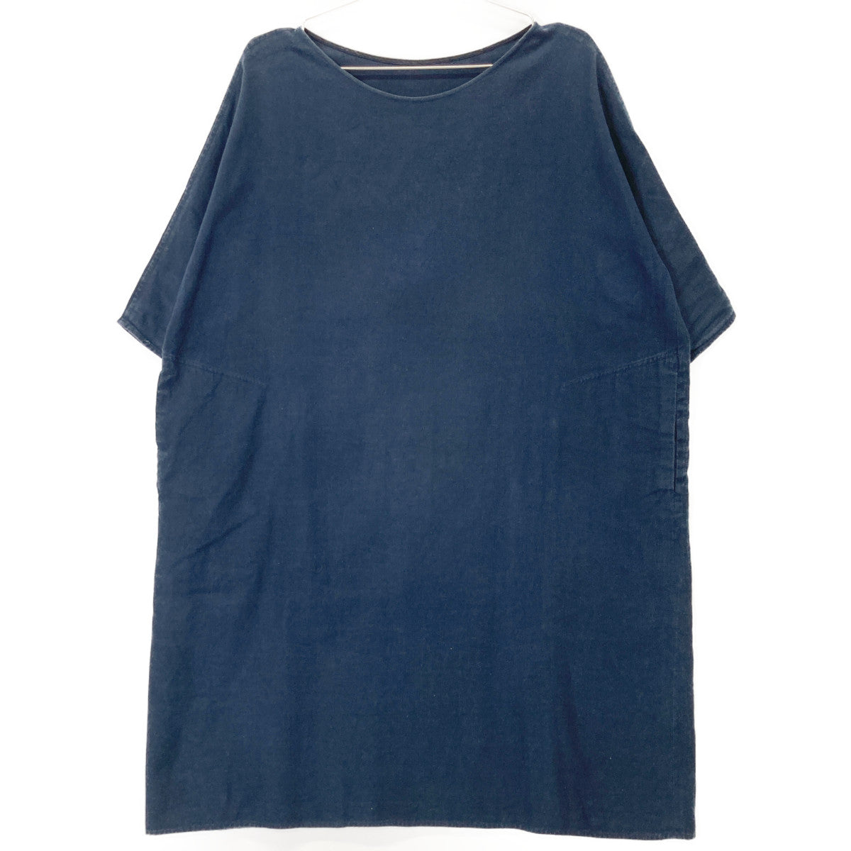 JURGEN LEHL J0141FA321 Blue Cotton Linen Boat Neck Tunic Dress M Women's