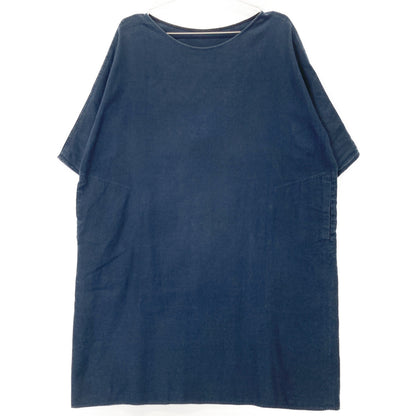 JURGEN LEHL J0141FA321 Blue Cotton Linen Boat Neck Tunic Dress M Women's