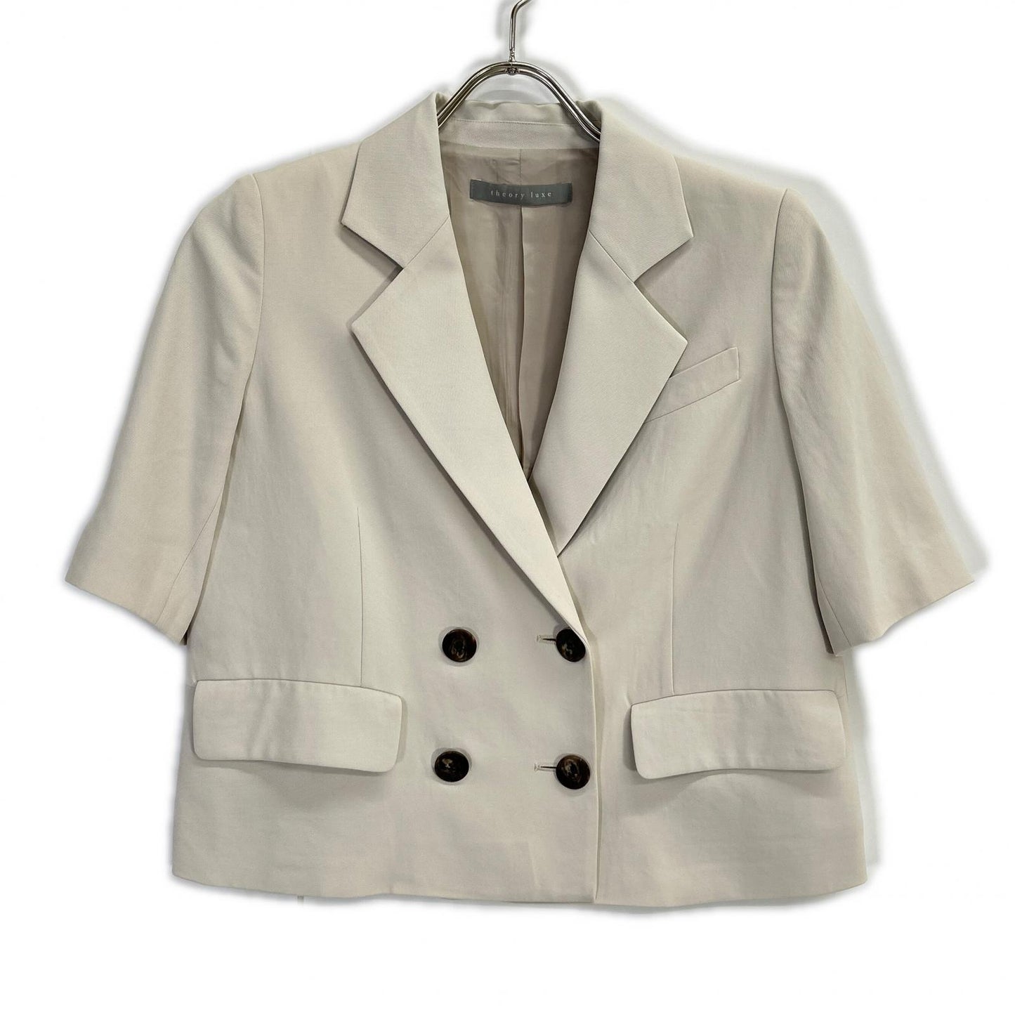theory luxe セオリーリュクス 24AW 03-4304400 オフホワイト ハーフスリーブ Clinda Becca ダブルジャケット ジャケット