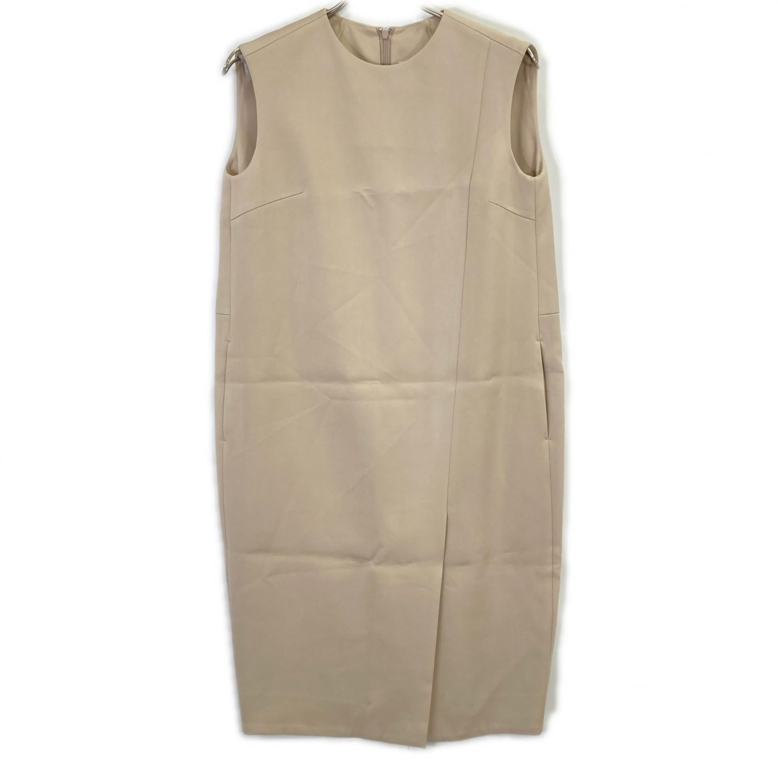 ESTNATION Beige Crew Neck Sleeveless Dress 38