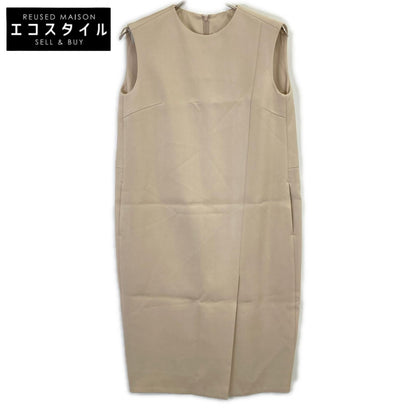 ESTNATION Beige Crew Neck Sleeveless Dress 38