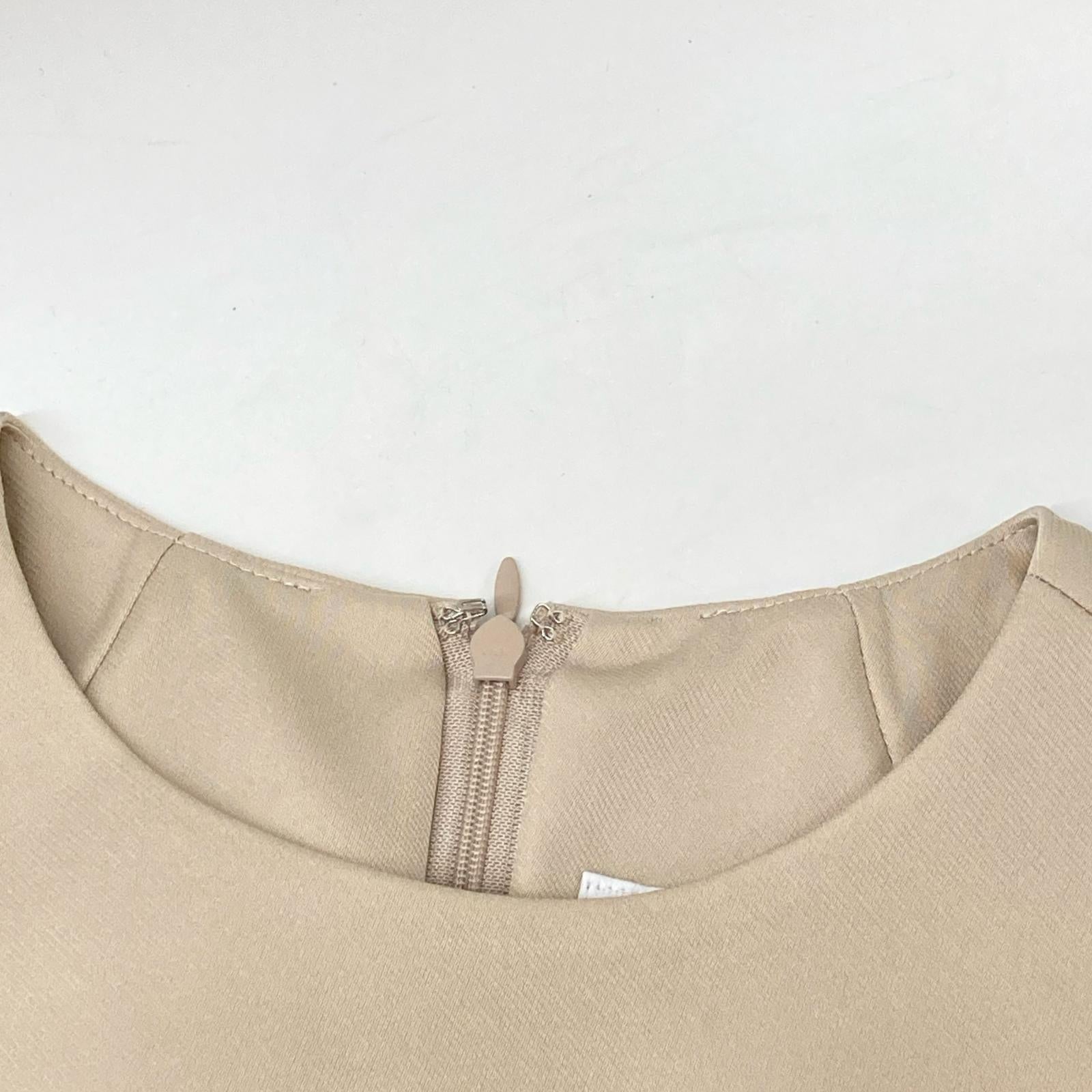 ESTNATION Beige Crew Neck Sleeveless Dress 38