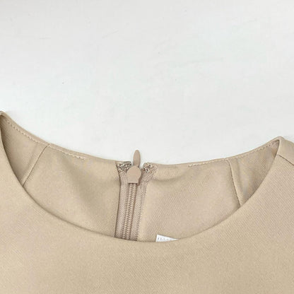 ESTNATION Beige Crew Neck Sleeveless Dress 38