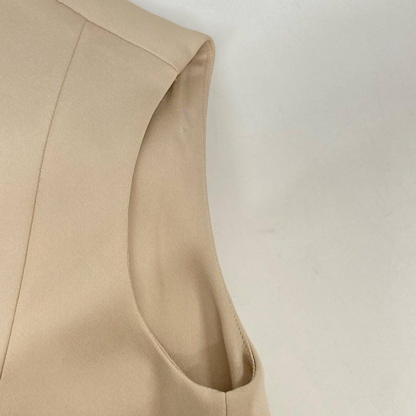ESTNATION Beige Crew Neck Sleeveless Dress 38
