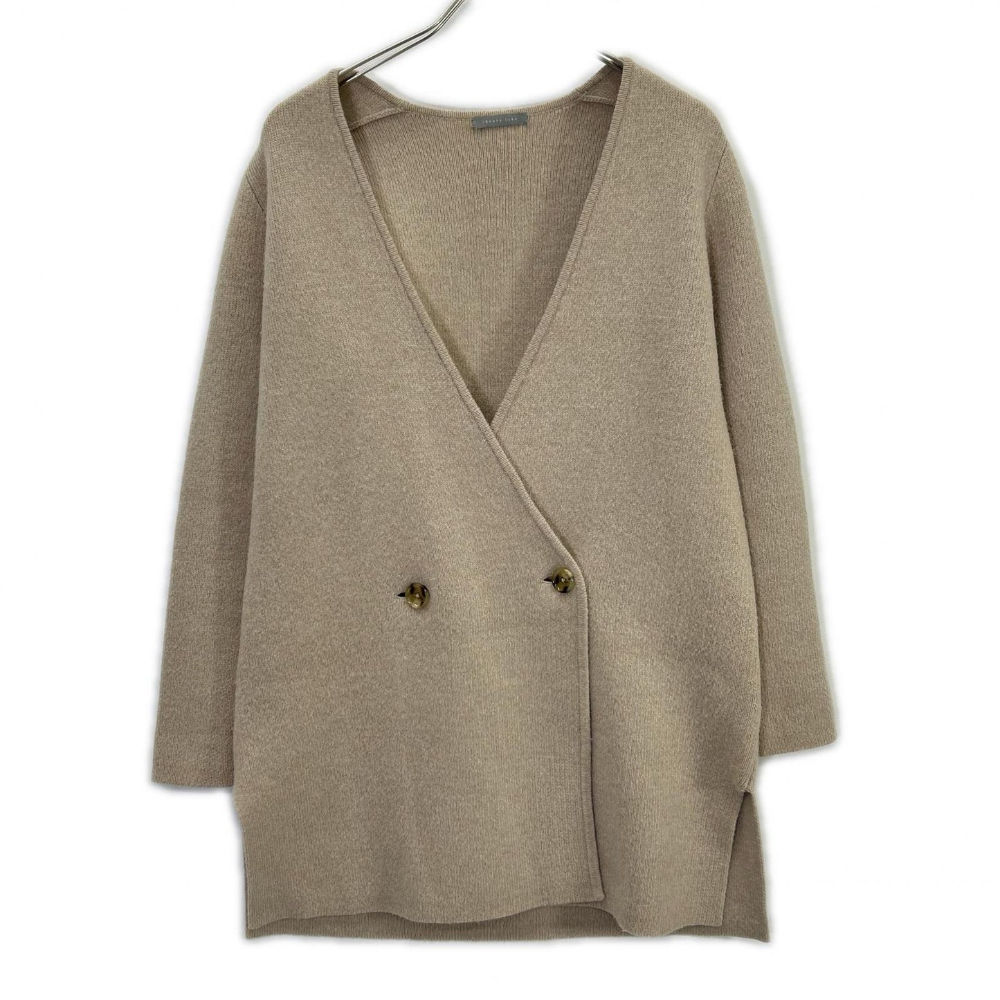 theory luxe Beige Wool x Alpaca Double-Breasted Long Knit Cardigan Top 38