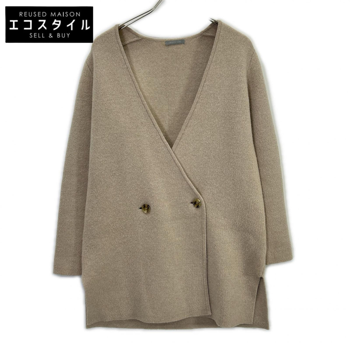 theory luxe セオリーリュクス beige wool×alpaca double-breasted long knit cardigan tops