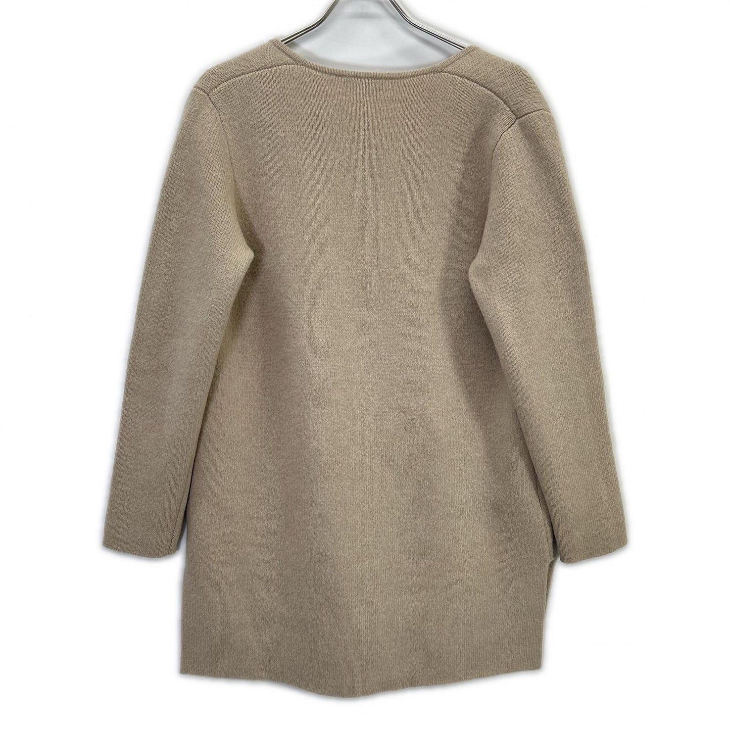 theory luxe Beige Wool x Alpaca Double-Breasted Long Knit Cardigan Top 38