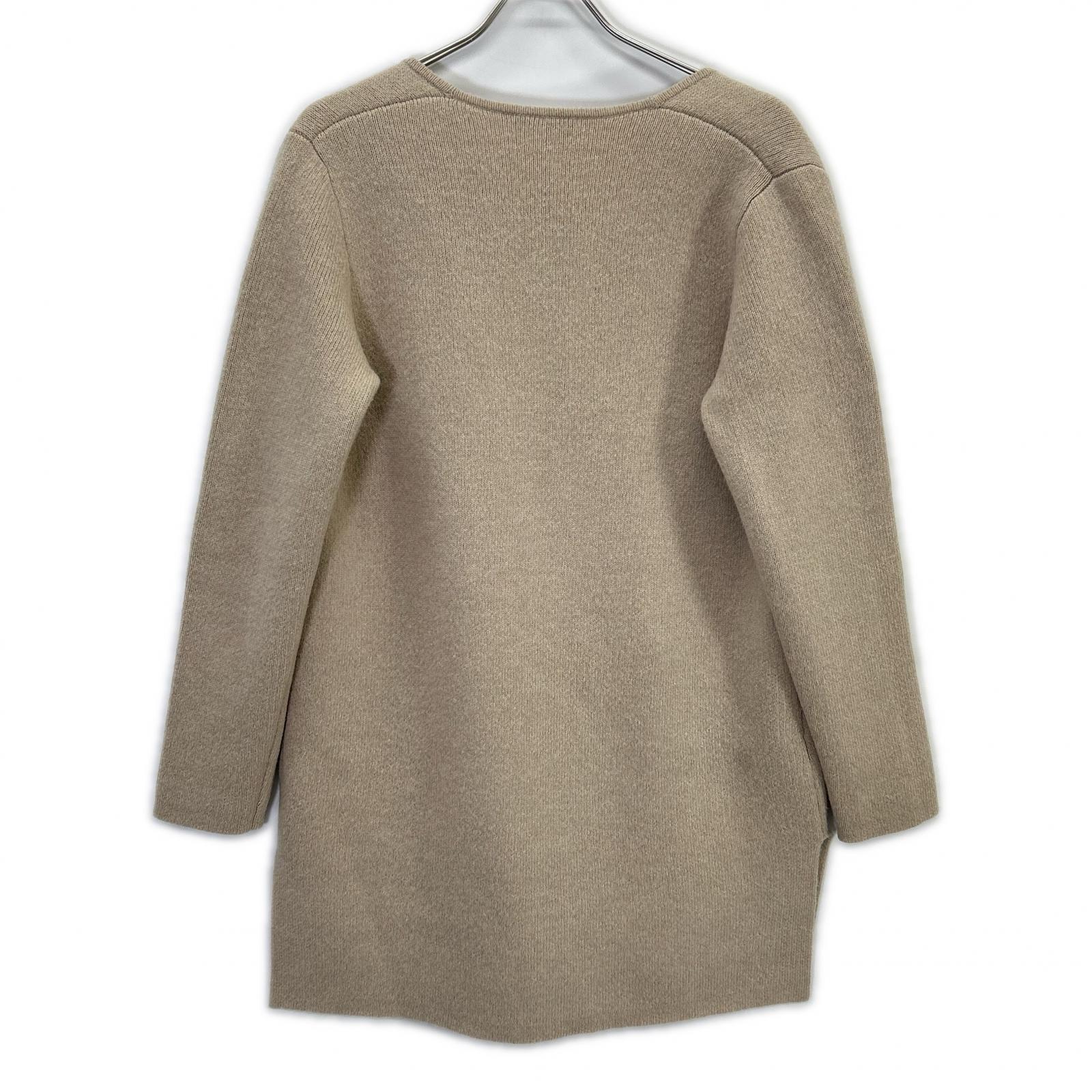 theory luxe Beige Wool x Alpaca Double-Breasted Long Knit Cardigan Top 38