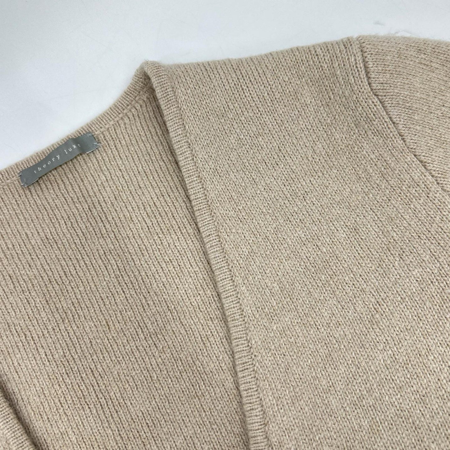 theory luxe Beige Wool x Alpaca Double-Breasted Long Knit Cardigan Top 38