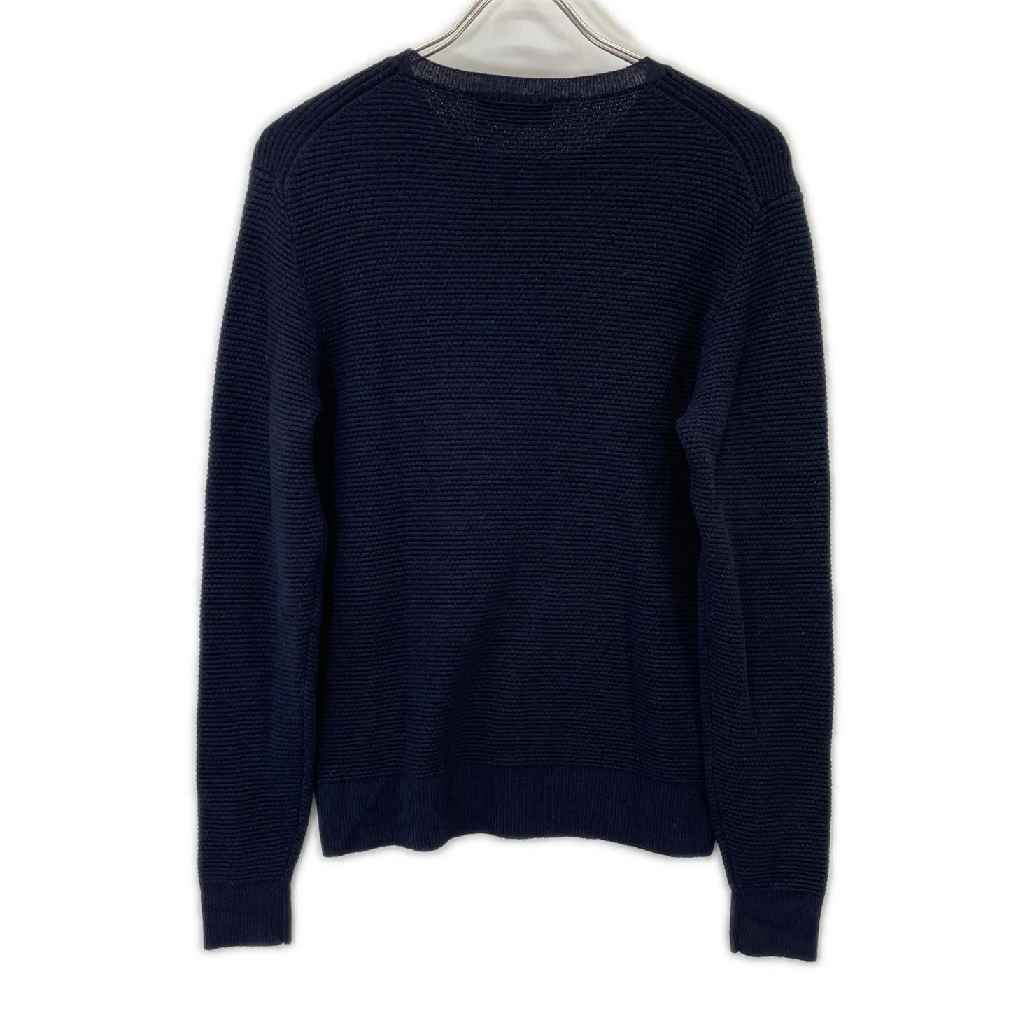 2101823 Navy Wool Crewneck Long-Sleeve Waffle Knit Thermal Top Men's