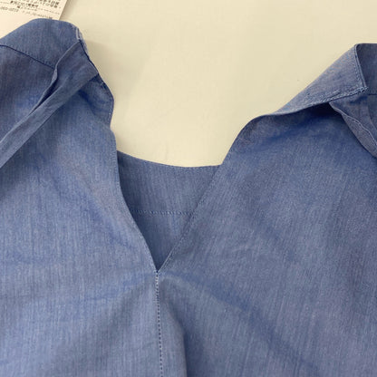 S MaxMara 9161015306 ELEONORA Blue Cotton Ribbon Design Sleeveless Blouse Top