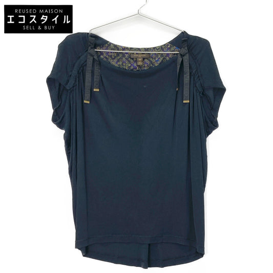 LOUIS VUITTON Black Monogram Patchwork Ribbon Design Sleeveless Mesh Pullover Top