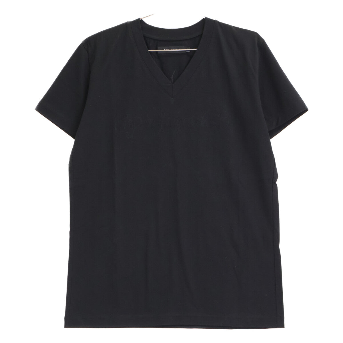 1PIU1UGUALE3 Uno Piu Uno Uguale Tre MRT289 Black BACK LEAF V-NECK TEE V-Neck T-Shirt Top
