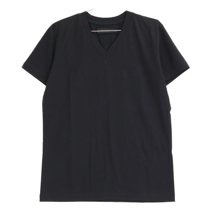 1PIU1UGUALE3 Uno Piu Uno Uguale Tre MRT289 Black BACK LEAF V-NECK TEE V-Neck T-Shirt Top