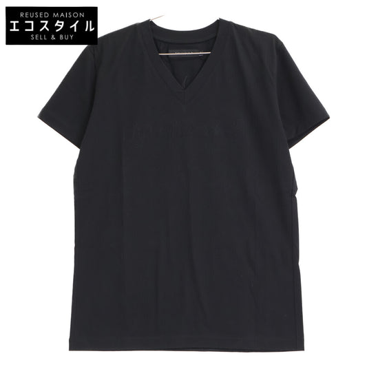 1PIU1UGUALE3 Uno Piu Uno Uguale Tre MRT289 Black BACK LEAF V-NECK TEE V-Neck T-Shirt Top
