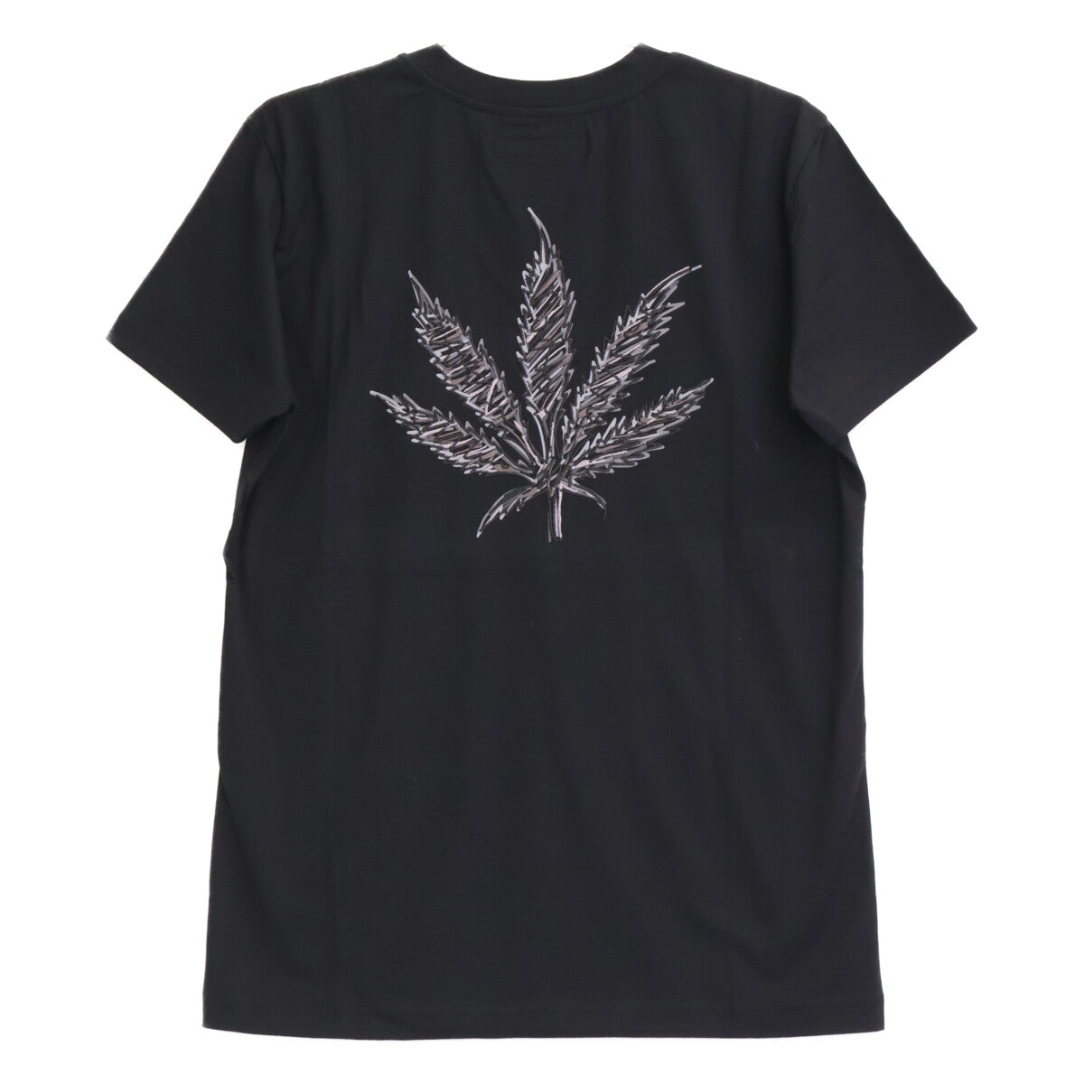 1PIU1UGUALE3 Uno Piu Uno Uguale Tre MRT289 Black BACK LEAF V-NECK TEE V-Neck T-Shirt Top