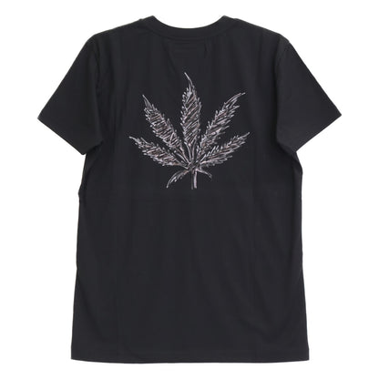 1PIU1UGUALE3 Uno Piu Uno Uguale Tre MRT289 Black BACK LEAF V-NECK TEE V-Neck T-Shirt Top