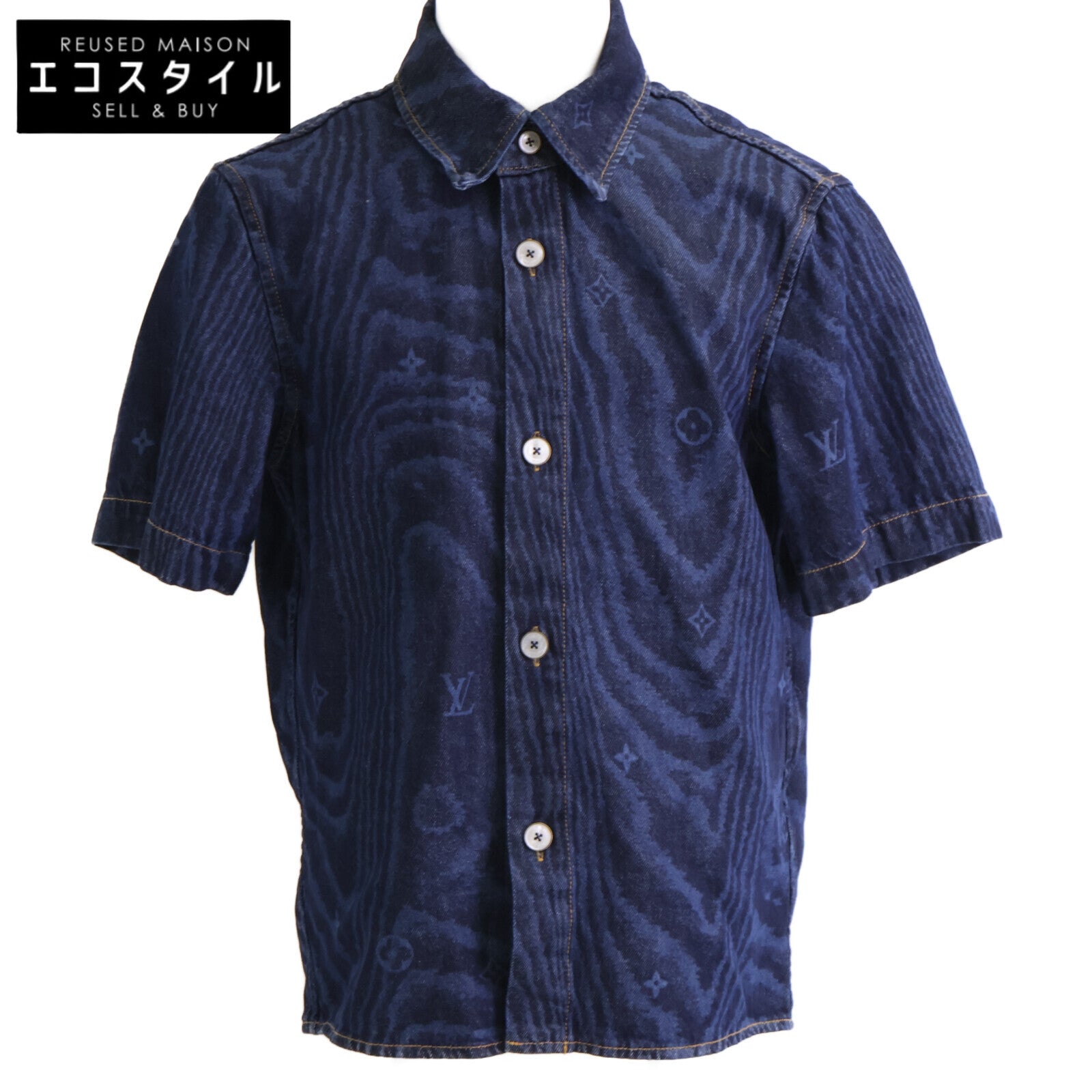 LOUIS VUITTON Louis Vuitton Excellent condition Domestic genuine 25SS RM252MM VON HTS17W 1AHVVJ Monogram Short Sleeve Denim Shirt Tops