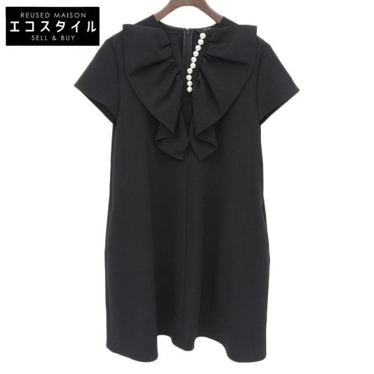 YOKOCHAN ヨーコチャン 美品 荷叶边珍珠连衣裙 女式 黑色 F YCD-124-914 24年款 连衣裙