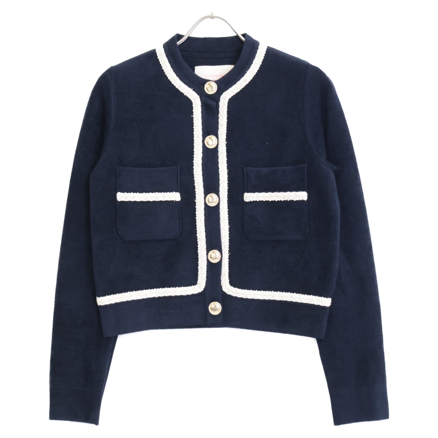 LEMONPLET Lemonplet Navy MIFERE Gold Button Cardigan Top S Ladies