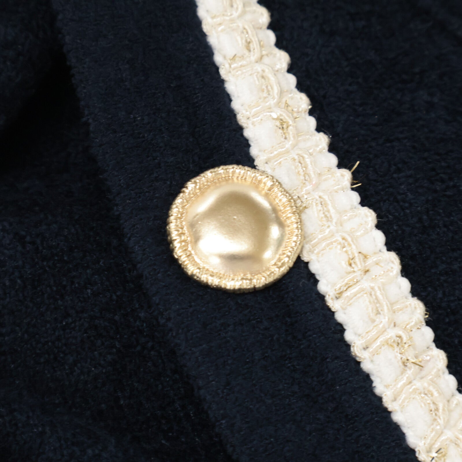 LEMONPLET Lemonplet Navy MIFERE Gold Button Cardigan Top S Ladies