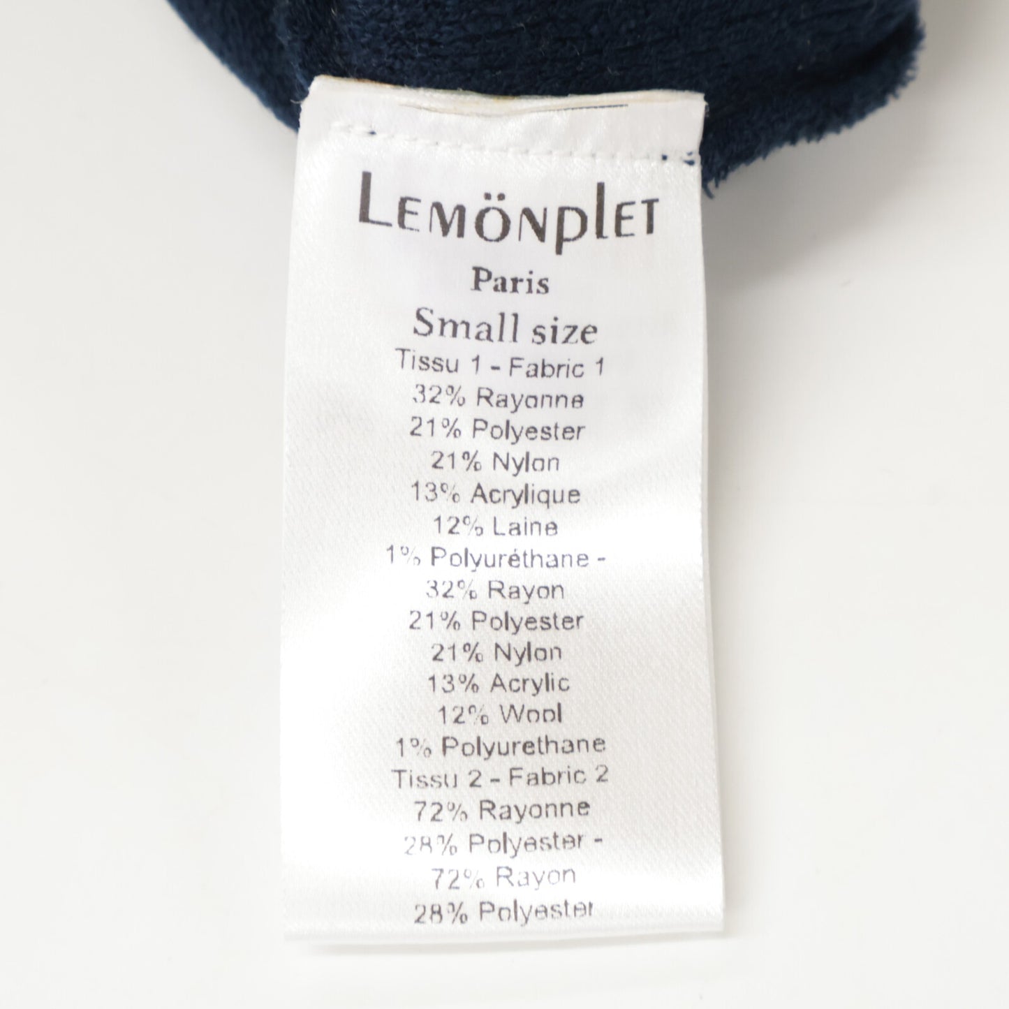 LEMONPLET 柠檬压褶 海军蓝 针织 叠穿连衣裙 拼接丝绒连衣裙 女式连衣裙 S码