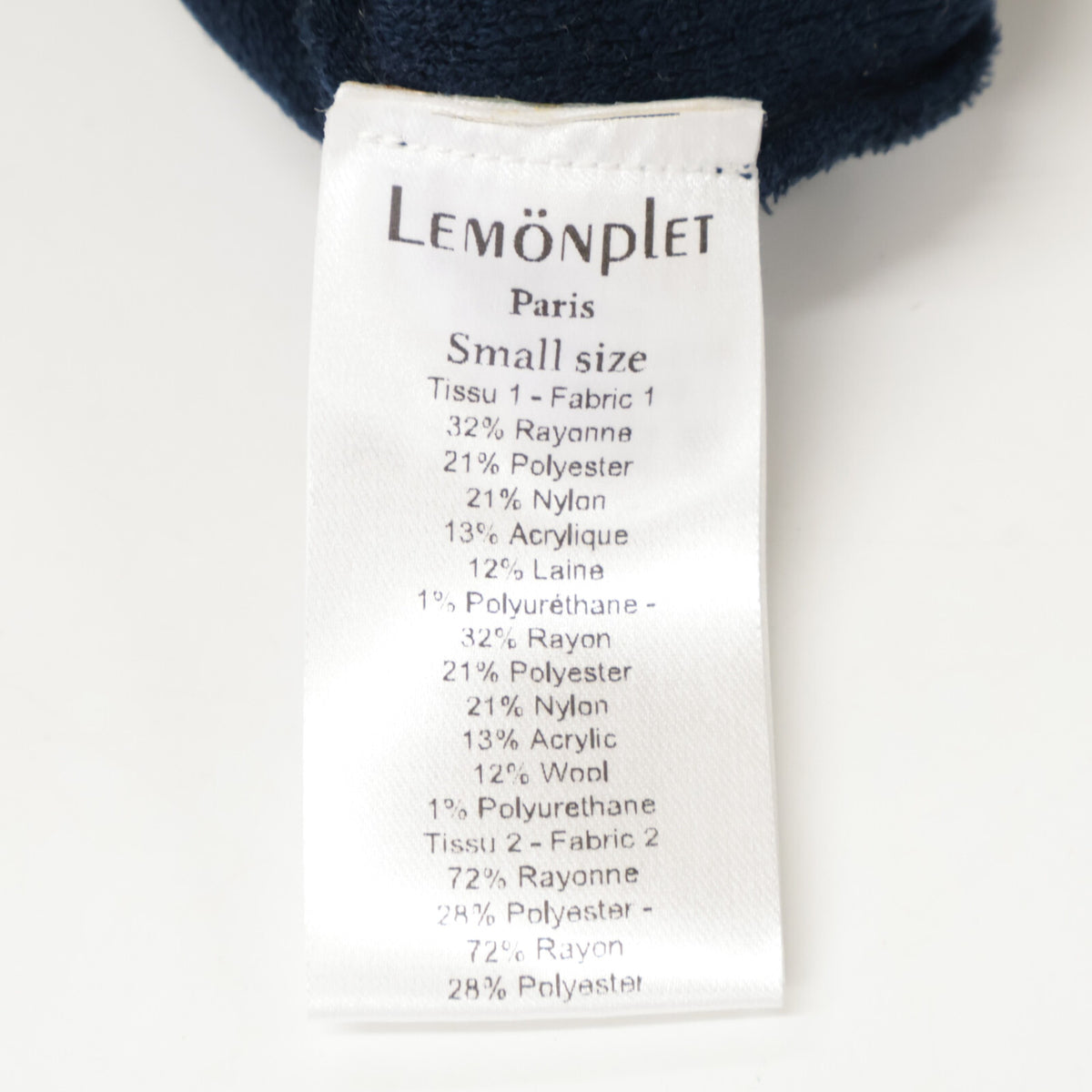 LEMONPLET 柠檬压褶 海军蓝 针织 叠穿连衣裙 拼接丝绒连衣裙 女式连衣裙 S码