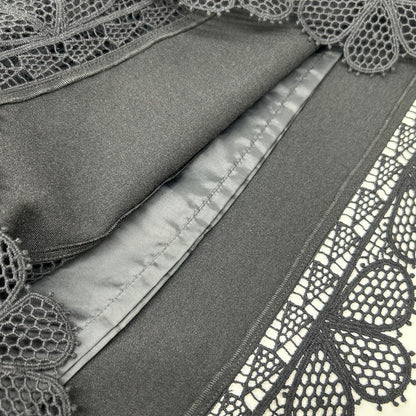 ﾌﾞﾗｯｸ ﾎﾟﾘｴｽﾃﾙ ﾚｰｽﾃﾞｻﾞｲﾝﾉｰｽﾘｰﾌﾞﾜﾝﾋﾟｰｽ ワンピース 36 レディース