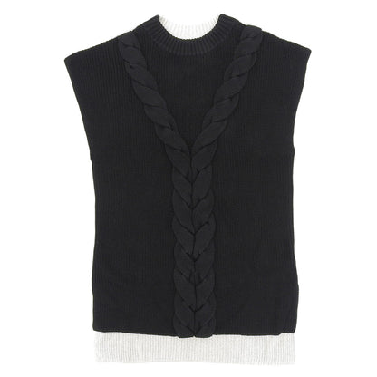 ADORE Adore Excellent condition Linen Cable Knit Top Women's Beige x Black 38 531-2170424 Top