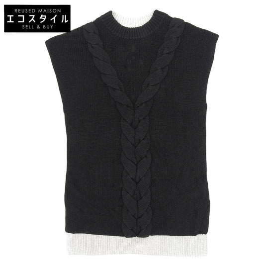 ADORE アドーア 美品 麻ケーブルニットトップ トップス レディース ベージュ×ブラック 38 531-2170424 トップス